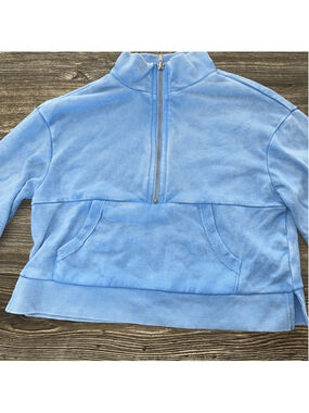 Girls' Washed Fleece Quarter Zip Pullover Sweatshirt - art class Blue Small. G
